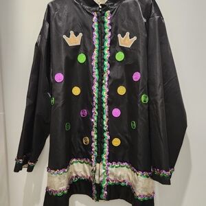 Black and Gold Men's Jacket with Crown Accents